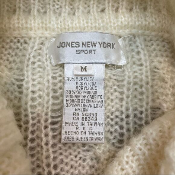 Jones New York Sport White Cowl Turtleneck Mohair Sweater Cable knit classic fit - Picture 5 of 5